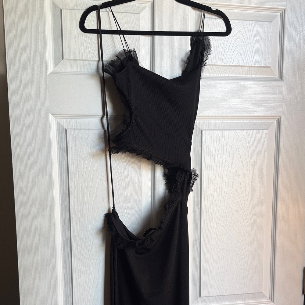 CHRISTOPHER ESBER Black Asymmetric Cutout Dress